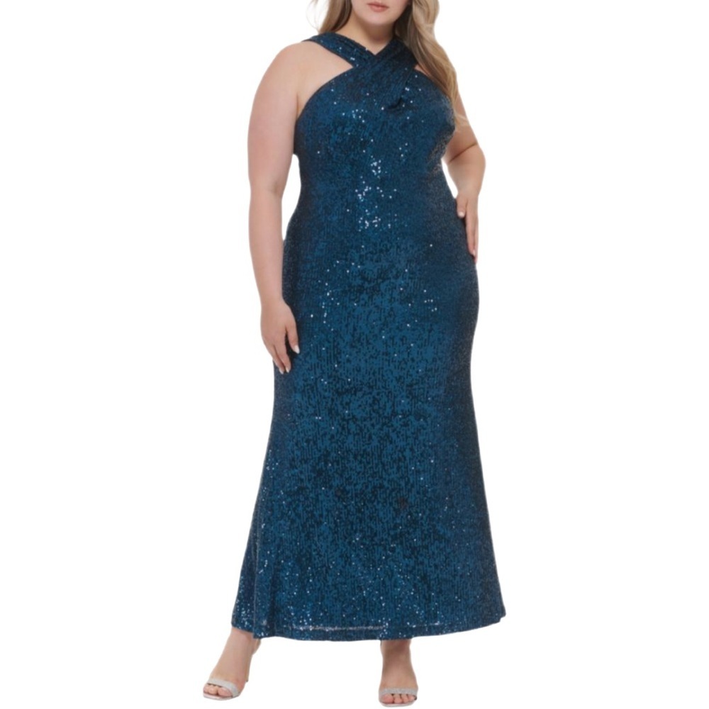 Eliza J
Sequin Halter Gown size 16W NWT Pea Green - Picture 5 of 13